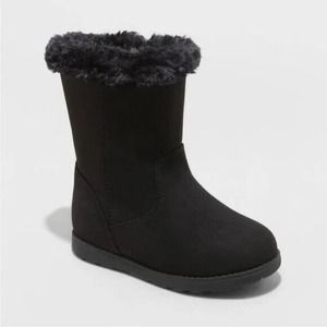 New! Cat & Jack Toddler Girls' Leah Winter Shearling Black Boots
